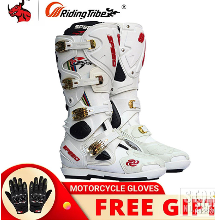 Motorcycle Boots Leather Speed Motorcycle Long Shoes Men's Racing Dirt Motobike Boots Knee-high Motocross Boots