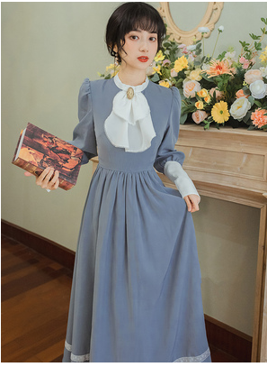 French Lantern Sleeve Dress Female Gentle First Love Autumn Retro Gentle Court Style Temperament Slim Waist Slim Niche