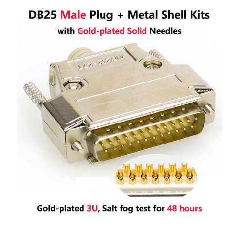 DB25 Male Plug / Female Socket Metal Shell Kit 2 Rows 25 Pin Serial Port Connector D-SUB 25 Adapters