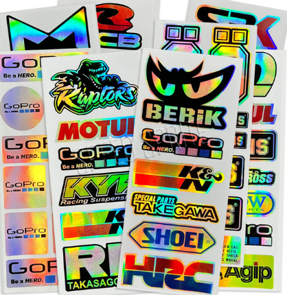 Laser Rainbow Motorcycle Stickers Racing Sponsor Logo Bike Helmet Tank Decals for KTM YAMAHA Kawasaki Suzuki Honda BMW Ducati