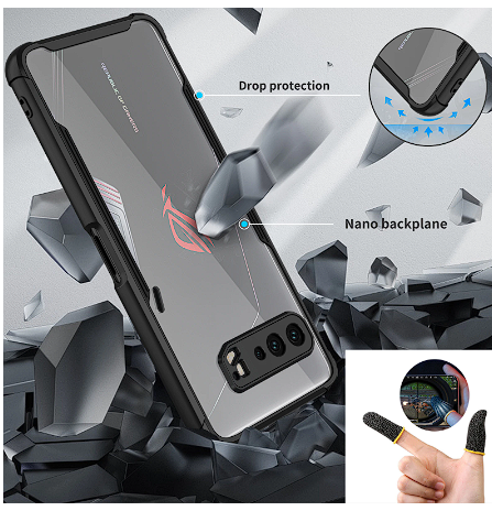 ZSHOW Case for ASUS ROG Phone 3 ZS661KS 3 Strix Cover Soft TPU Clear PC Back Air Trigger Compatible Camera Protection Shockproof