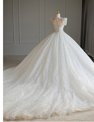 French light wedding dress 2023 new bride's main yarn big trailing princess high-quality texture small person going out yarn