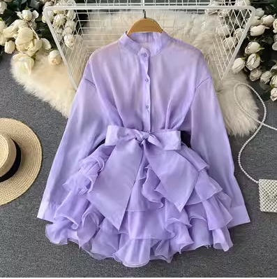 Chiffon Chic Tops Women's Autumn New Ruffles Western Style Advanced Design Sense of Bow Knots Niche Shirts