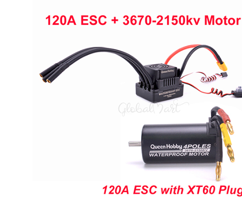 Waterproof S-80A 80A / S-120A 120A 2-4S ESC + 3660 3300KV 3800KV / 3670 2150KV 2650KV Brushless Motor for 1/8 1:8 RC Car Trucks