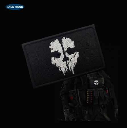 New Skull Logo Embroidery Cloth Hook Loop Patch Backpack Tactical Badge Applique For Jacket Jeans bag Hat