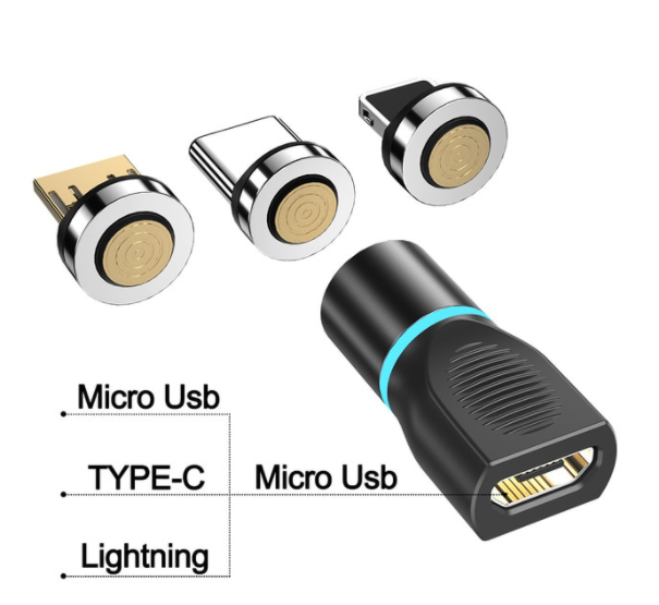 Three-in-one 3A Fast Charging TYPE-C Data Magnetic Adapter