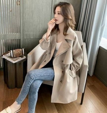 Windbreaker women's spring and autumn 2021 new loose and thin British style retro mid-length thin casual jacket jacket