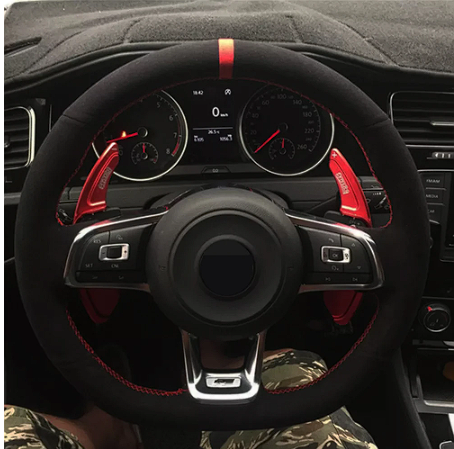 DIY Black Suede Car Steering Wheel Cover For Volkswagen Golf 7 GTI Golf R MK7 Polo Scirocco 2015 2016 Comfortable