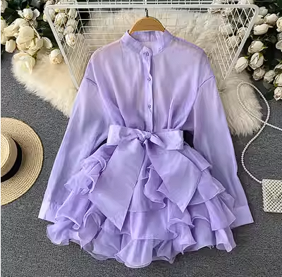 Chiffon Chic Tops Women's Autumn New Ruffles Western Style Advanced Design Sense of Bow Knots Niche Shirts