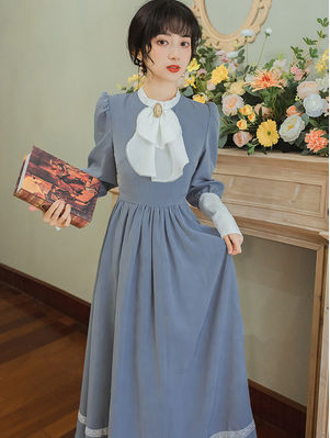 French Lantern Sleeve Dress Female Gentle First Love Autumn Retro Gentle Court Style Temperament Slim Waist Slim Niche