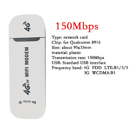 4G LTE Wireless USB Dongle Mobile Broadband 150Mbps Modem Stick Sim Card Wireless Router USB 150Mbps Modem Stick for Home Office