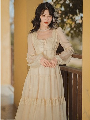 First Love French Gentle Wind Tea Break Campanulaceae Dress Early Autumn Runaway Princess Dress Super Fairy Salt Romantic Court Style Dress