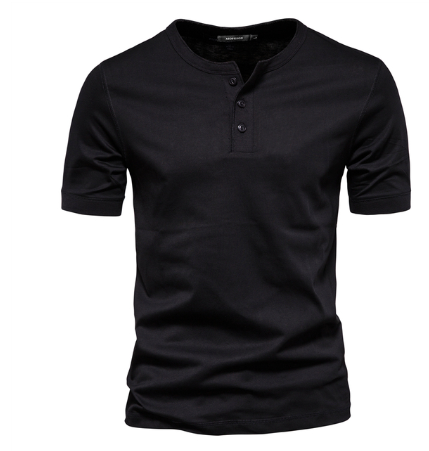 AIOPESON 100% Cotton Henley Collar T Shirt Men Casual High Quality Summer Short Sleeve Mens T Shirts Fashion Basic T-shirt Male