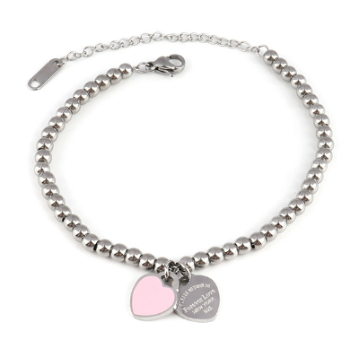 charms heart bracelet for women bangles beads femme gifts for women female stainless steel jewelry bracelet friendship bracelet