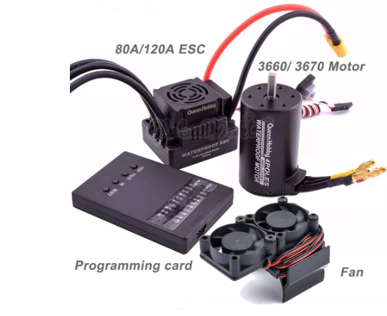 Waterproof S-80A 80A / S-120A 120A 2-4S ESC + 3660 3300KV 3800KV / 3670 2150KV 2650KV Brushless Motor for 1/8 1:8 RC Car Trucks