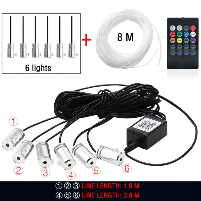 Car Interior Neon RGB Led Strip Lights 4/5/6 in 1 Bluetooth App Control Decorative Lights Ambient Atmosphere Dashboard Lamp 12V