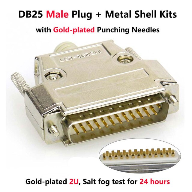 DB25 Male Plug / Female Socket Metal Shell Kit 2 Rows 25 Pin Serial Port Connector D-SUB 25 Adapters