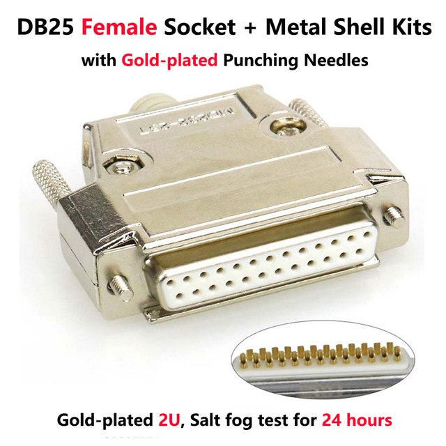 DB25 Male Plug / Female Socket Metal Shell Kit 2 Rows 25 Pin Serial Port Connector D-SUB 25 Adapters