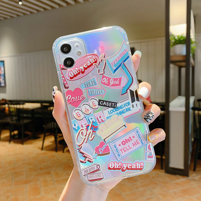 Fashion Retro Label Phone Cases For iPhone 12 11 Pro Mini X XS Max XR SE 2020 7 8 Plus SE Case Clear Design Art Aesthethic Cover