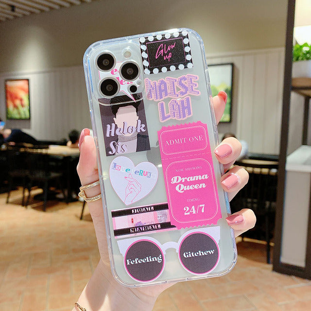 Fashion Retro Label Phone Cases For iPhone 12 11 Pro Mini X XS Max XR SE 2020 7 8 Plus SE Case Clear Design Art Aesthethic Cover