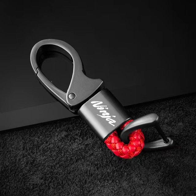 For Kawasaki Ninja 250 300 400 650 ZX6R ZX10R 636 Accessories Custom LOGO Motorcycle Braided Rope Keyring Metal Keychain