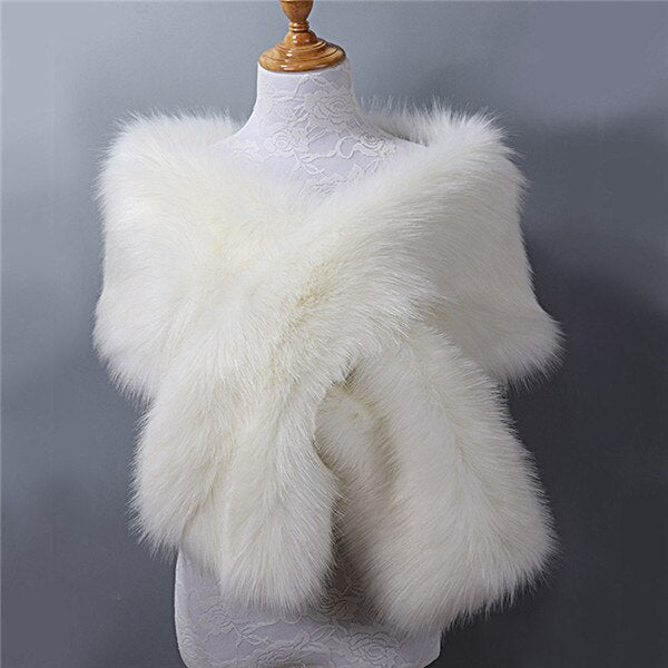 Fur Faux Winter Bolero Women Bridal Shawl Wedding Cape In Stock Cloaks Coat Jacket For Evening Party