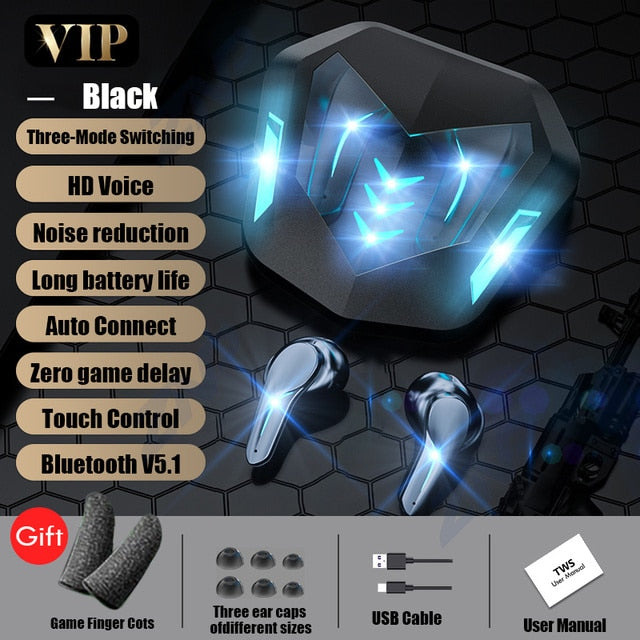 Gaming Headsets 65ms Low Latency TWS Bluetooth 5.1 Earphones Sports Waterproof Wireless Headphone Noise Cancelling Earbuds Gamer