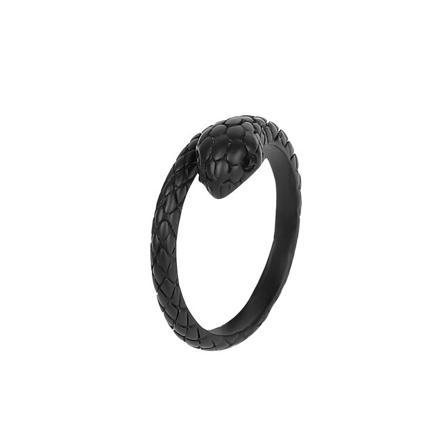 Gothic Double Snake Head Stainless Steel Ring Punk Snake Reptile Jewelry Unique Neutral Black Adjustable Ring Does Not Rust