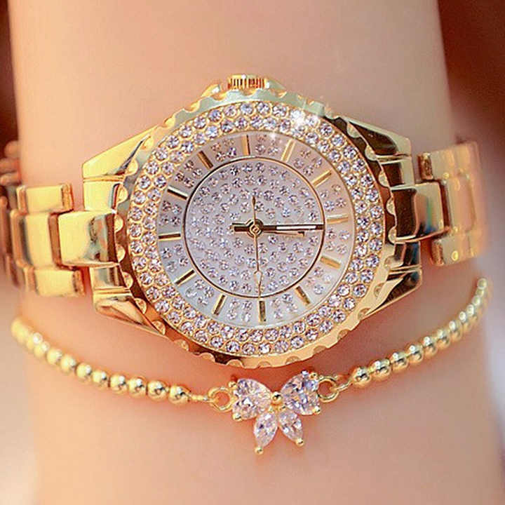 New Alloy Band Wristwatch Gift Set Girls Luxury Diamond Quartz Watches 2022