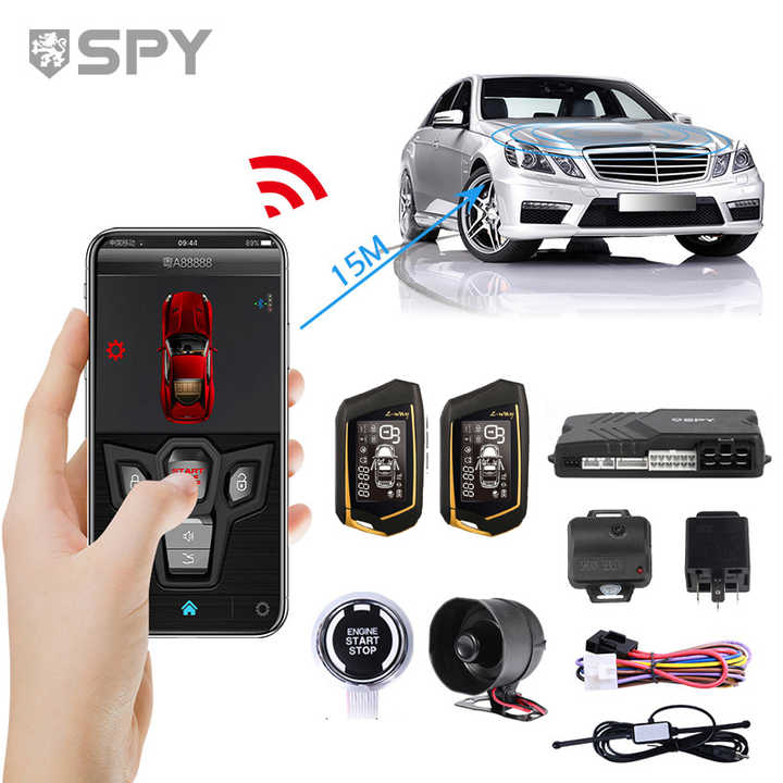 SPY 2-way car alarm system automatic remote start universal pke two way alarm with push engin start stop