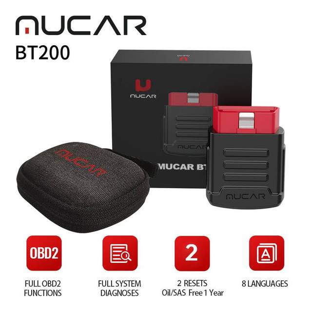 MUCAR BT200 Bluetooth Automotive Obd2 Scanner for Auto Car Full System Diagnostic Tools Code Reader Tester PK AP200