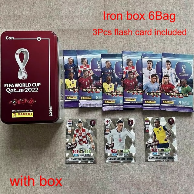 New 2022 Panini Football Star Card Box Qatar World Cup Soccer Star Collection Messi Ronaldo Footballer Limited Fan Cards Box Set