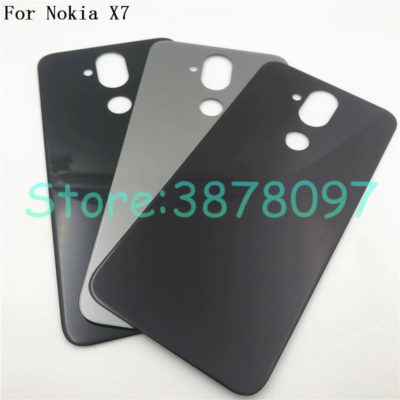 New For Nokia 8.1 /For Nokia X7 Battery Back Cover Rear Housing Rear Door Back Glass Panel Spare Parts With Logo