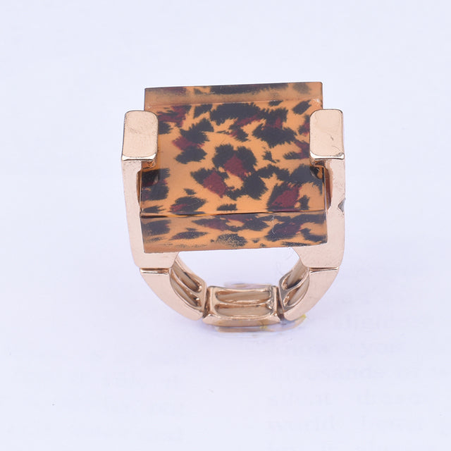 New Gold Colour Leopard Resin Resizable Rings Unique Goth Animal Jewelry Party Gift for Women Men Initial Ring