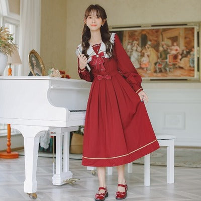 French retro, salty and sweet dress women's winter new Korean version of the Hong Kong style chic small temperament long skirt tide