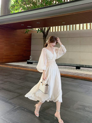 Sanya seaside holiday dress summer super fairy temperament waist beach skirt women's long skirt royal sister light familiar style