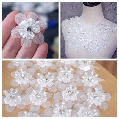 High-grade three-dimensional crystal flower lace cloth decals diy wedding headwear clothing patch accessories children's clothing accessories