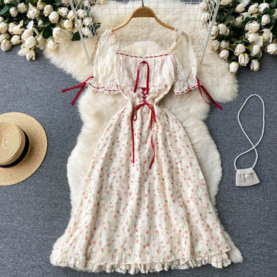 Floral chiffon dress female summer 2022 new small fresh super fairy sweet and gentle French first love skirt tide