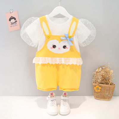 Girls suit summer foreign style baby overalls summer children's clothing fashionable children's clothes one-year-old baby girl summer clothes