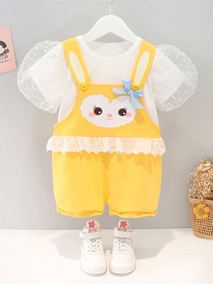 Girls suit summer foreign style baby overalls summer children's clothing fashionable children's clothes one-year-old baby girl summer clothes