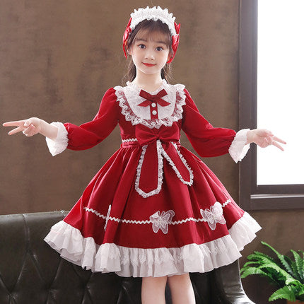 Girls dress autumn and winter children's princess dress genuine Lolita skirt autumn Western style lolita skirt Lolita