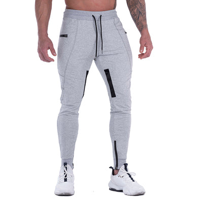 European version of large size muscle pants fitness trousers men's running sports training squat closed straight tube slim pants
