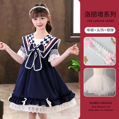 Girls dress summer dress 2022 new children's lolita princess dress western style big boy lolita skirt summer