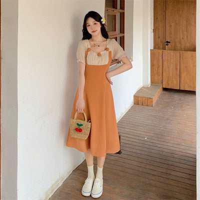 Large size French retro palace style dress female summer fat mm super fairy Sen first love skirt tea break gentle long skirt