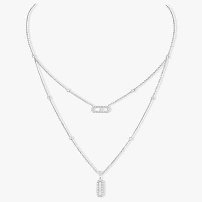 NorthDay export explosion style ins simple design geometric zircon micro-set double-layer paper clip necklace clavicle chain