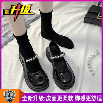 French retro British style small leather shoes women 2023 spring new pearl design sense female niche Mary Jane single shoes
