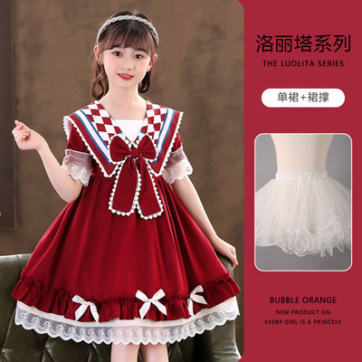 Girls dress summer dress 2022 new children's lolita princess skirt western style big boy lolita skirt summer