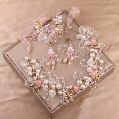 Children's Wreath Headdress Korean Super Fairy Mori Crown Headband Princess Flower Girl Head Flower Wedding Girls Wedding Dress Accessories