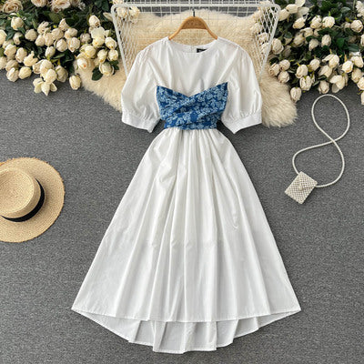 Summer new sweet and cool style slim dress female cashew flower suspenders with white literary skirt two-piece trendy