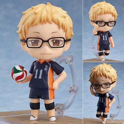 Domestic high-quality version of the volleyball junior Nendoroid 616#Q version of the Tsukishima firefly joints movable face-changing hand office boy